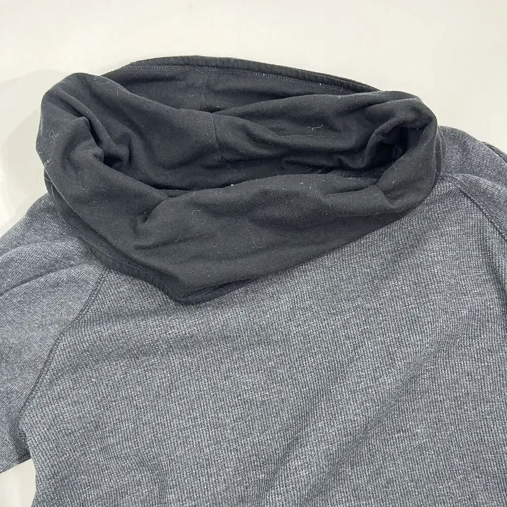 Eddie Bauer Thermal Cowl Neck Shirt Womens Large Gray Long Sleeve Waffle Knit - Picture 3 of 10